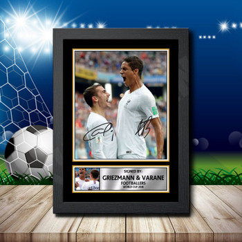 Griezmann Varane 2 Signed Autographed Footballers Star Poster Print Framed Merch Gift Griezmann Varane 2 Signed Autographed Footballers Star Poster Print Framed Merch Gift