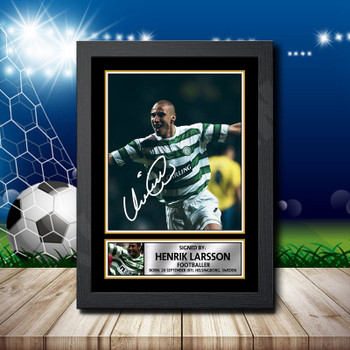 Henrik Larsson Signed Autographed Footballers Star Poster Print Framed Merch Gift