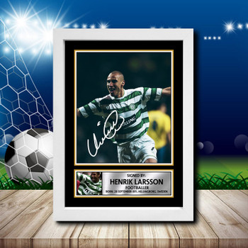 Henrik Larsson Signed Autographed Footballers Star Poster Print Framed Merch Gift Henrik Larsson Signed Autographed Footballers Star Poster Print Framed Merch Gift