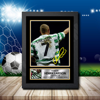 Henrik Larsson 2 Signed Autographed Footballers Star Poster Print Framed Merch Gift