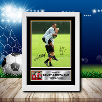 Henry + Bergkamp Signed Autographed Footballers Star Poster Print Framed Merch Gift Henry + Bergkamp Signed Autographed Footballers Star Poster Print Framed Merch Gift