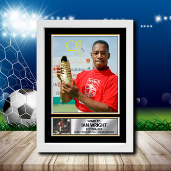 Ian Wright 2 Signed Autographed Footballers Star Poster Print Framed Merch Gift Ian Wright 2 Signed Autographed Footballers Star Poster Print Framed Merch Gift