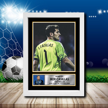 Iker Casillas 2 Signed Autographed Footballers Star Poster Print Framed Merch Gift Iker Casillas 2 Signed Autographed Footballers Star Poster Print Framed Merch Gift