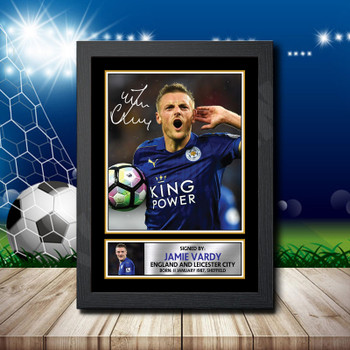 Jamie Vardy Signed Autographed Footballers Star Poster Print Framed Merch Gift