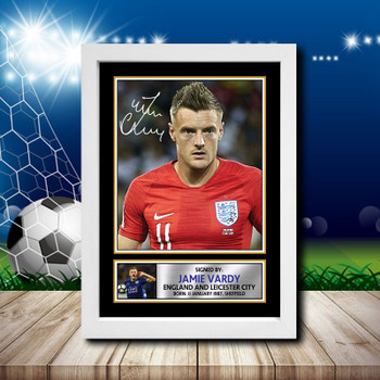 Jamie Vardy 2 Signed Autographed Footballers Star Poster Print Framed Merch Gift