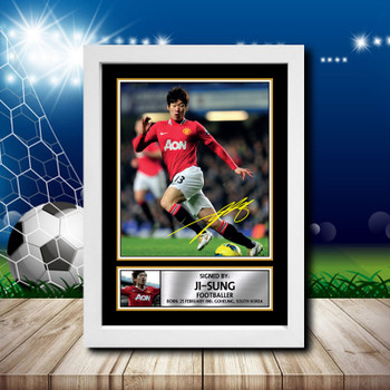 Ji-Sung 1 Signed Autographed Footballers Star Poster Print Framed Merch Gift