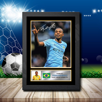 Fernandinho Signed Autographed Footballers Star Poster Print Framed Merch Gift Fernandinho Signed Autographed Footballers Star Poster Print Framed Merch Gift