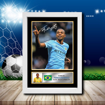 Fernandinho Signed Autographed Footballers Star Poster Print Framed Merch Gift Fernandinho Signed Autographed Footballers Star Poster Print Framed Merch Gift