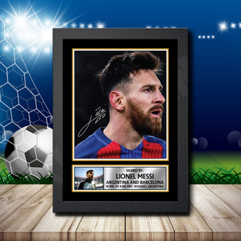 Lionel Messi Barcelona 3 Signed Autographed Footballers Star Poster Print Framed Merch Gift Lionel Messi Barcelona 3 Signed Autographed Footballers Star Poster Print Framed Merch Gift