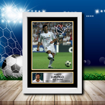 Luis Figo 1 Signed Autographed Footballers Star Poster Print Framed Merch Gift Luis Figo 1 Signed Autographed Footballers Star Poster Print Framed Merch Gift
