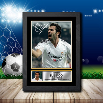 Luis Figo 2 Signed Autographed Footballers Star Poster Print Framed Merch Gift Luis Figo 2 Signed Autographed Footballers Star Poster Print Framed Merch Gift