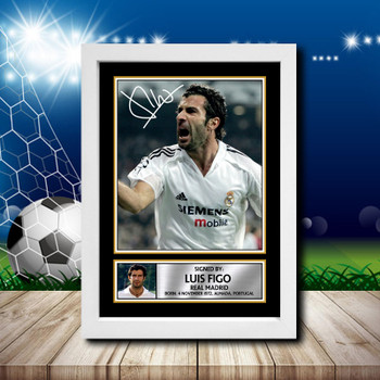 Luis Figo 2 Signed Autographed Footballers Star Poster Print Framed Merch Gift Luis Figo 2 Signed Autographed Footballers Star Poster Print Framed Merch Gift