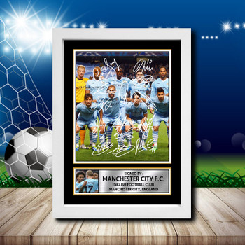 Manchester City Fc 1 Signed Autographed Footballers Star Poster Print Framed Merch Gift Manchester City Fc 1 Signed Autographed Footballers Star Poster Print Framed Merch Gift