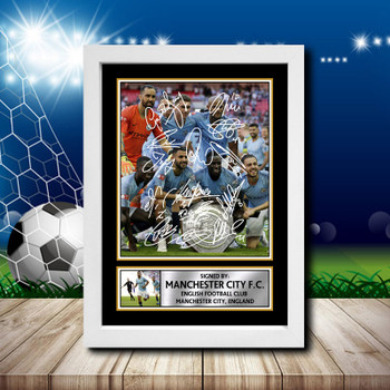 Manchester City Fc 2 Signed Autographed Footballers Star Poster Print Framed Merch Gift Manchester City Fc 2 Signed Autographed Footballers Star Poster Print Framed Merch Gift