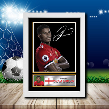 Marcus Rashford Silver Signed Autographed Footballers Star Poster Print Framed Merch Gift Marcus Rashford Silver Signed Autographed Footballers Star Poster Print Framed Merch Gift