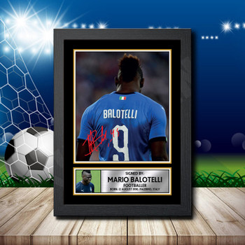 Mario Balotelli Italy 1 Signed Autographed Footballers Star Poster Print Framed Merch Gift