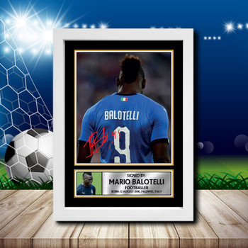 Mario Balotelli Italy 1 Signed Autographed Footballers Star Poster Print Framed Merch Gift Mario Balotelli Italy 1 Signed Autographed Footballers Star Poster Print Framed Merch Gift