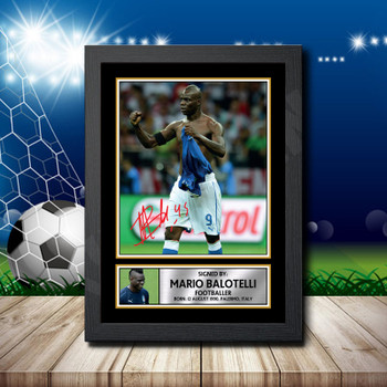 Mario Balotelli Italy 2 Signed Autographed Footballers Star Poster Print Framed Merch Gift Mario Balotelli Italy 2 Signed Autographed Footballers Star Poster Print Framed Merch Gift