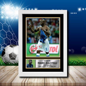 Mario Balotelli Italy 2 Signed Autographed Footballers Star Poster Print Framed Merch Gift Mario Balotelli Italy 2 Signed Autographed Footballers Star Poster Print Framed Merch Gift