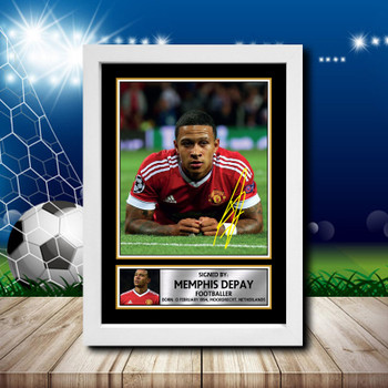 Memphis Depay 1 Signed Autographed Footballers Star Poster Print Framed Merch Gift