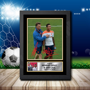 Memphis Depay  Van Gaal 2 Signed Autographed Footballers Star Poster Print Framed Merch Gift