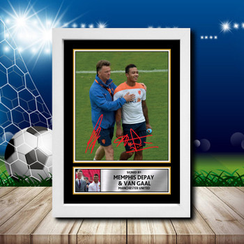 Memphis Depay  Van Gaal 2 Signed Autographed Footballers Star Poster Print Framed Merch Gift