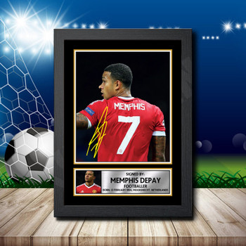Memphis Depay 2 Signed Autographed Footballers Star Poster Print Framed Merch Gift