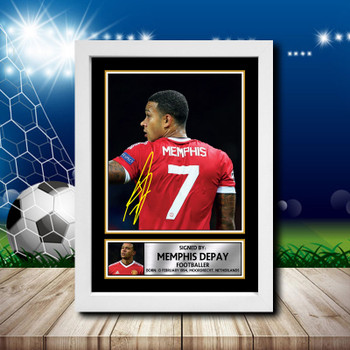 Memphis Depay 2 Signed Autographed Footballers Star Poster Print Framed Merch Gift