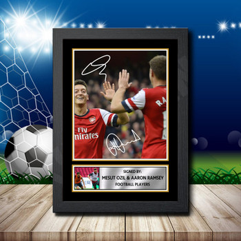 Mesut Ozil + Aaron Ramsey Signed Autographed Footballers Star Poster Print Framed Merch Gift Mesut Ozil + Aaron Ramsey Signed Autographed Footballers Star Poster Print Framed Merch Gift