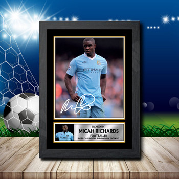 Micah Richards 2 Signed Autographed Footballers Star Poster Print Framed Merch Gift Micah Richards 2 Signed Autographed Footballers Star Poster Print Framed Merch Gift