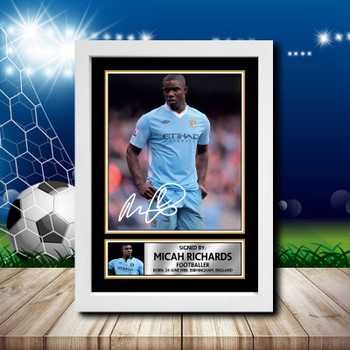 Micah Richards 2 Signed Autographed Footballers Star Poster Print Framed Merch Gift Micah Richards 2 Signed Autographed Footballers Star Poster Print Framed Merch Gift