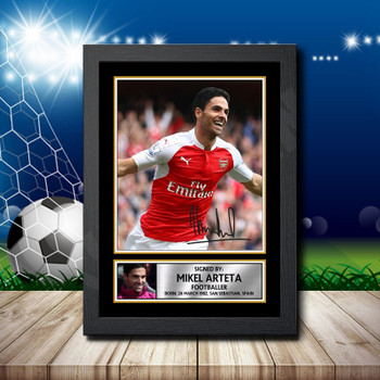 Mikel Arteta Signed Autographed Footballers Star Poster Print Framed Merch Gift Mikel Arteta Signed Autographed Footballers Star Poster Print Framed Merch Gift