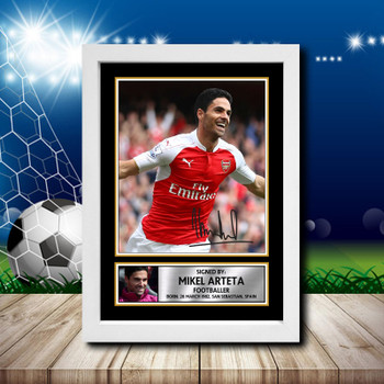 Mikel Arteta Signed Autographed Footballers Star Poster Print Framed Merch Gift Mikel Arteta Signed Autographed Footballers Star Poster Print Framed Merch Gift