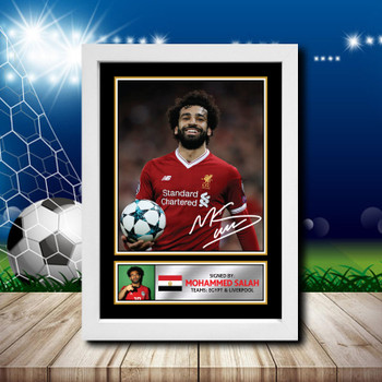 Mohamed Salah Silver Signed Autographed Footballers Star Poster Print Framed Merch Gift Mohamed Salah Silver Signed Autographed Footballers Star Poster Print Framed Merch Gift