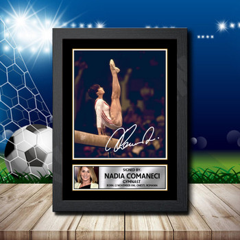 Nadia Comaneci Signed Autographed Footballers Star Poster Print Framed Merch Gift Nadia Comaneci Signed Autographed Footballers Star Poster Print Framed Merch Gift
