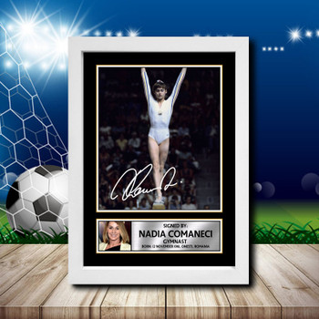 Nadia Comaneci 2 Signed Autographed Footballers Star Poster Print Framed Merch Gift Nadia Comaneci 2 Signed Autographed Footballers Star Poster Print Framed Merch Gift