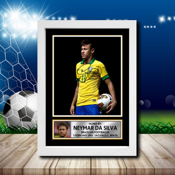 Neymar Da Silva 1 Signed Autographed Footballers Star Poster Print Framed Merch Gift Neymar Da Silva 1 Signed Autographed Footballers Star Poster Print Framed Merch Gift