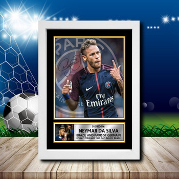 Neymar Psg 2 Signed Autographed Footballers Star Poster Print Framed Merch Gift Neymar Psg 2 Signed Autographed Footballers Star Poster Print Framed Merch Gift