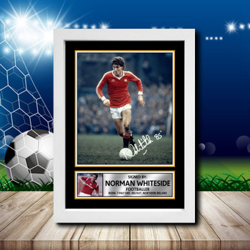 Norman Whiteside 2 Signed Autographed Footballers Star Poster Print Framed Merch Gift Norman Whiteside 2 Signed Autographed Footballers Star Poster Print Framed Merch Gift