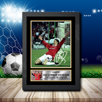 Ole Solskjaer 1 Signed Autographed Footballers Star Poster Print Framed Merch Gift Ole Solskjaer 1 Signed Autographed Footballers Star Poster Print Framed Merch Gift