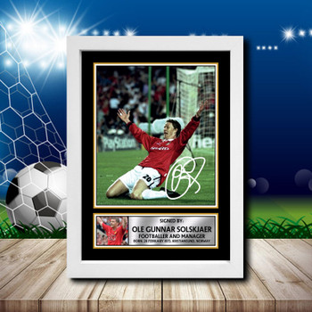 Ole Solskjaer 1 Signed Autographed Footballers Star Poster Print Framed Merch Gift Ole Solskjaer 1 Signed Autographed Footballers Star Poster Print Framed Merch Gift