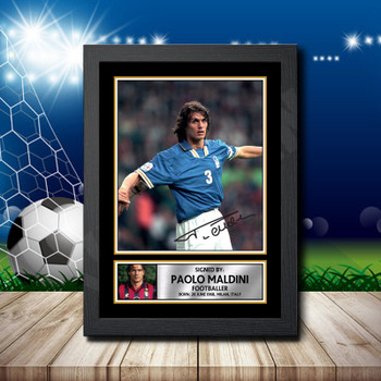 Paolo Maldini 2 Signed Autographed Footballers Star Poster Print Framed Merch Gift Paolo Maldini 2 Signed Autographed Footballers Star Poster Print Framed Merch Gift