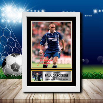 Paul Gascoigne Signed Autographed Footballers Star Poster Print Framed Merch Gift Paul Gascoigne Signed Autographed Footballers Star Poster Print Framed Merch Gift