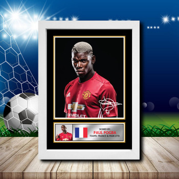 Paul Pogba Silver Signed Autographed Footballers Star Poster Print Framed Merch Gift Paul Pogba Silver Signed Autographed Footballers Star Poster Print Framed Merch Gift