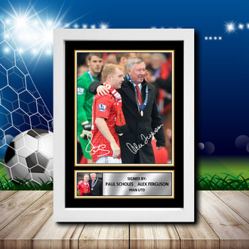 Paul Scholes  Alex Ferguson Signed Autographed Footballers Star Poster Print Framed Merch Gift Paul Scholes  Alex Ferguson Signed Autographed Footballers Star Poster Print Framed Merch Gift