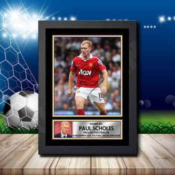 Paul Scholes 2 Signed Autographed Footballers Star Poster Print Framed Merch Gift