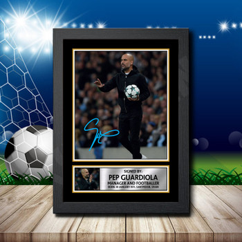Pep Guardiola 2 Signed Autographed Footballers Star Poster Print Framed Merch Gift