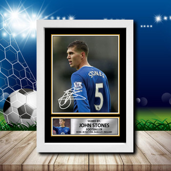 John Stones Signed Autographed Footballers Star Poster Print Framed Merch Gift John Stones Signed Autographed Footballers Star Poster Print Framed Merch Gift