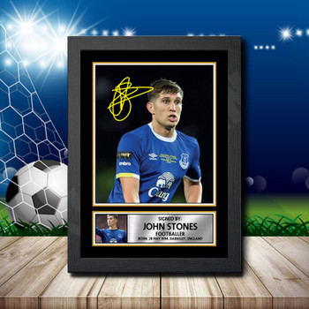 John Stones 2 Signed Autographed Footballers Star Poster Print Framed Merch Gift John Stones 2 Signed Autographed Footballers Star Poster Print Framed Merch Gift