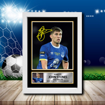 John Stones 2 Signed Autographed Footballers Star Poster Print Framed Merch Gift John Stones 2 Signed Autographed Footballers Star Poster Print Framed Merch Gift